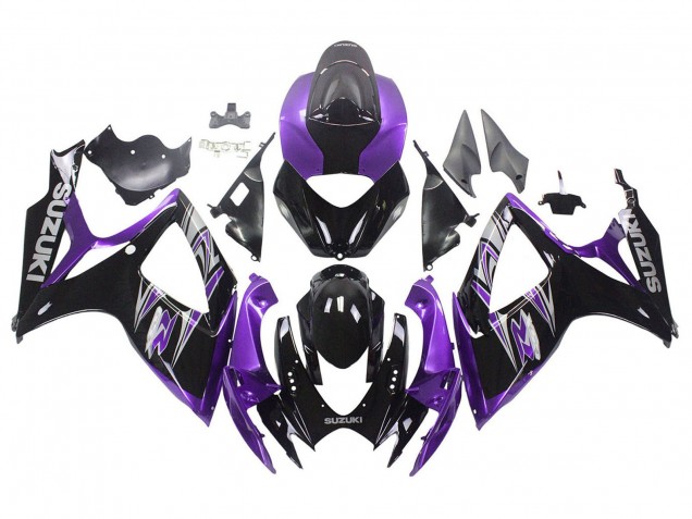2006-2007 Suzuki GSXR 600 / GSXR 750 Motorcycle Fairing Kits - Purple Glossy Black Australia