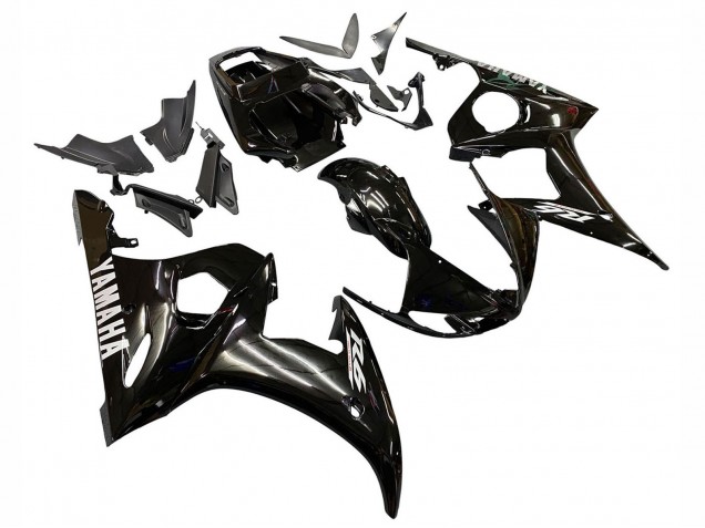 2006-2009 Yamaha YZF R6S Motorcycle Fairings - Glossy Black White Decals Australia