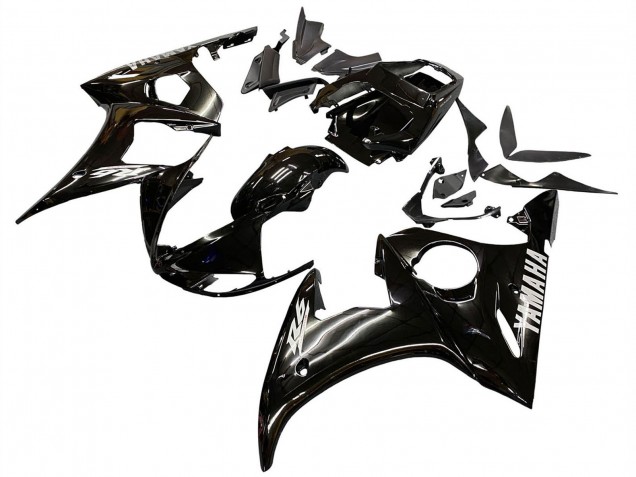 2006-2009 Yamaha YZF R6S Motorcycle Fairings - Glossy Black White Decals Australia