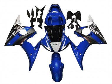 2006-2009 Yamaha YZF R6S Motorcycle Fairings - Blue White Glossy Black Yamalube Australia