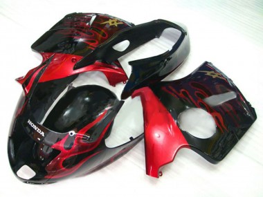 1996-2007 Honda CBR1100XX Blackbird Motorcycle Fairing Kits - Glossy Black Red Flame Australia