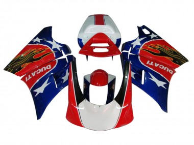 1993-2005 Ducati 748/916/996/998 Motorcycle Fairings - White Red Blue Glossy Black Flame Australia