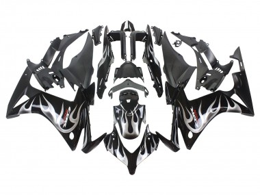 2013-2015 Honda CBR500R Motorcycle Fairings - Glossy Black Silver Flame Australia