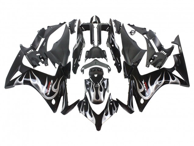 2013-2015 Honda CBR500R Motorcycle Fairings - Glossy Black Silver Flame Australia