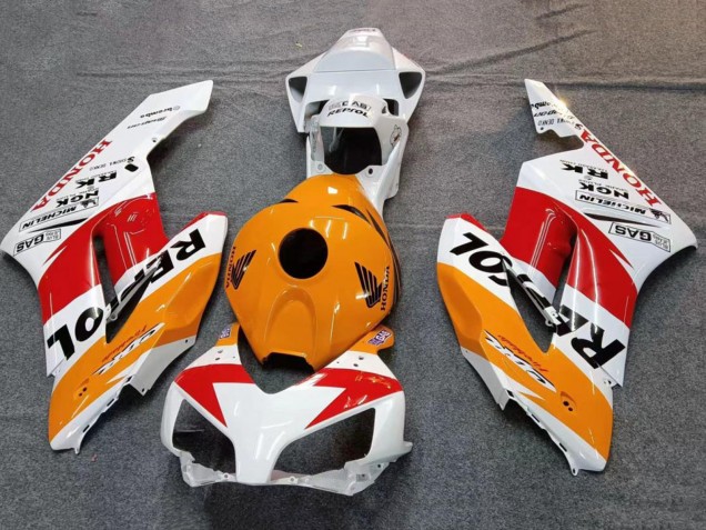 2004-2005 Honda CBR1000RR Motorcycle Fairings - White Orange Black Red Repsol Australia