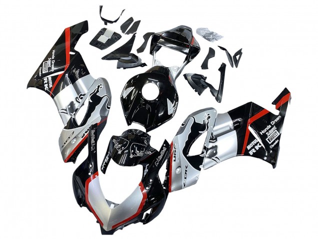 2004-2005 Honda CBR1000RR Motorcycle Fairings - Silver Glossy Black Red Stripe Australia