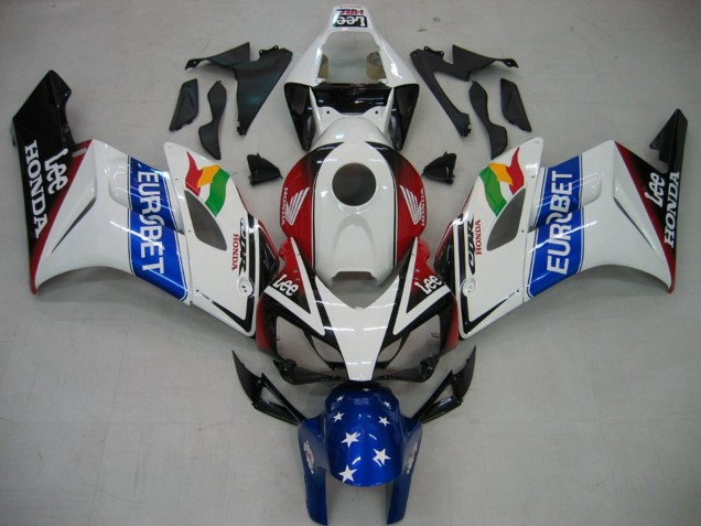 2004-2005 Honda CBR1000RR Motorcycle Fairings - White Blue Red Glossy Black Star EuroBet Lee Australia