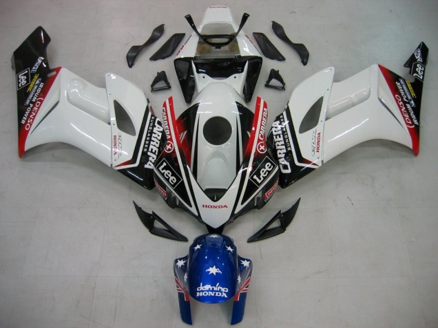 2004-2005 Honda CBR1000RR Motorcycle Fairings - White Blue Red Glossy Black Star Carrera Lee Australia