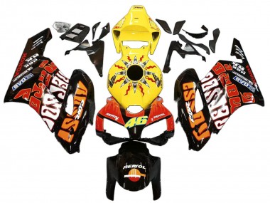 2004-2005 Honda CBR1000RR Motorcycle Fairings - Yellow Orange Glossy Black Repsol Rossi 46 Australia
