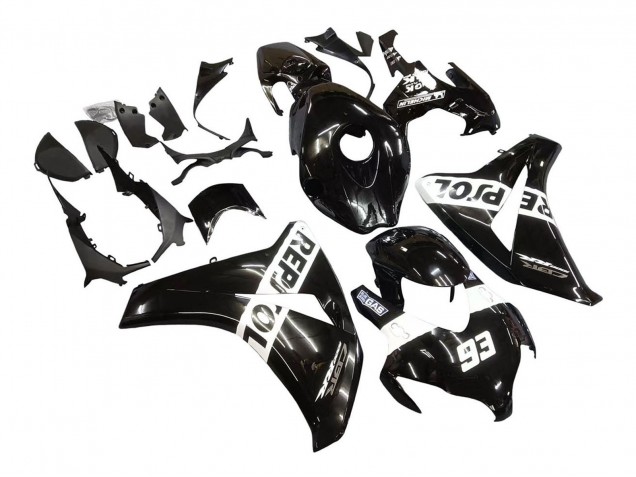 2008-2011 Honda CBR1000RR Motorcycle Fairings - Glossy Black White Repsol 93 Australia