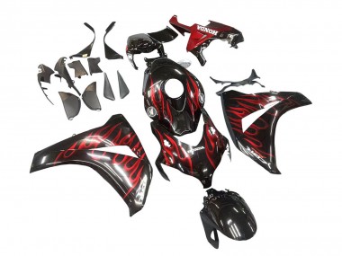 2008-2011 Honda CBR1000RR Motorcycle Fairing - Glossy Black Red Flame Australia