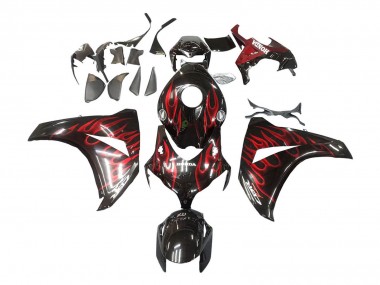 2008-2011 Honda CBR1000RR Motorcycle Fairing - Glossy Black Red Flame Australia