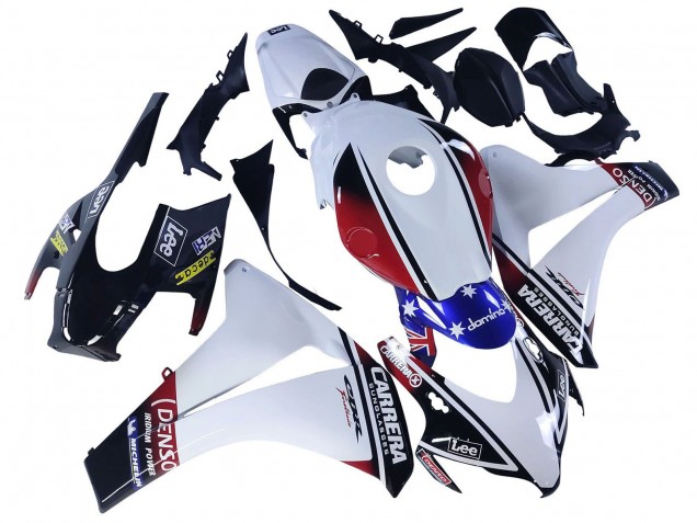 2008-2011 Honda CBR1000RR Motorcycle Fairings - White Red Blue Black Star Lee Carrera Australia