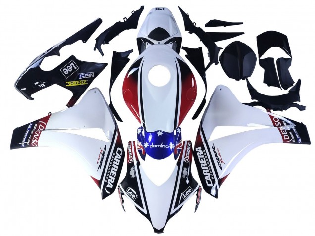 2008-2011 Honda CBR1000RR Motorcycle Fairings - White Red Blue Black Star Lee Carrera Australia