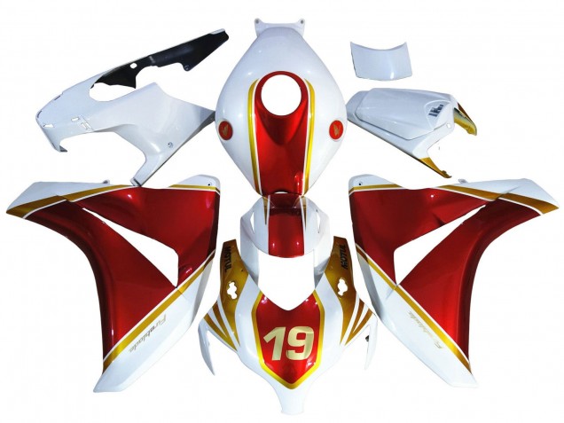 2008-2011 Honda CBR1000RR Motorcycle Fairings - White Red Gold 19 Australia