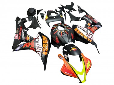 2007-2008 Honda CBR600RR Motorcycle Fairings - Matte Black Orange Red Rossi Repsol 46 Australia