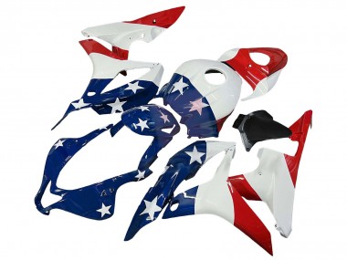 2007-2008 Honda CBR600RR Motorcycle Fairings - White Blue Red Star Australia