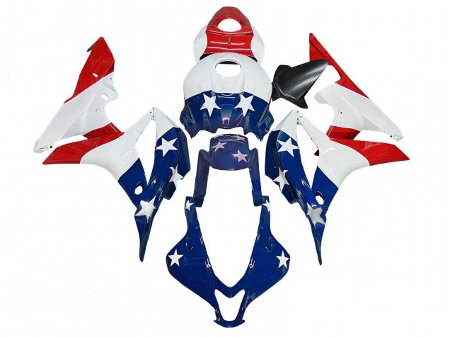 2007-2008 Honda CBR600RR Motorcycle Fairings - White Blue Red Star Australia