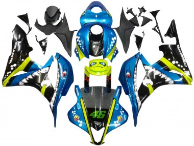 2007-2008 Honda CBR600RR Motorcycle Fairings - Green Yellow Glossy Black Shark 46 Australia