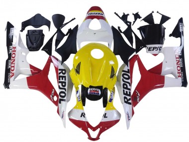 2007-2008 Honda CBR600RR Motorcycle Fairings - White Yellow Red Repsol HRC Australia