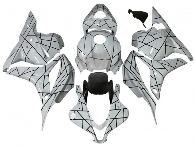 2009-2012 Honda CBR600RR Motorcycle Fairings - White Grey Black Lines Australia