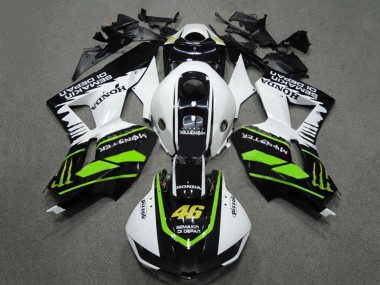 2009-2012 Honda CBR600RR Motorcycle Fairings - White Green Glossy Black Semakin Didepan Monster 46 Australia