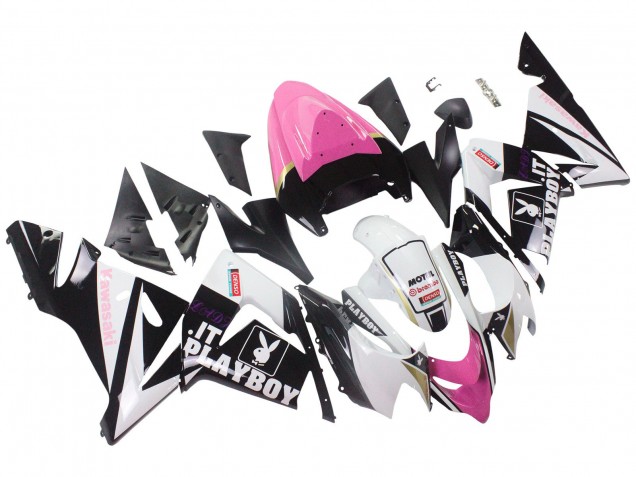 2004-2005 Kawasaki ZX10R Motorcycle Fairings - Black Pink White Playboy Motul Australia