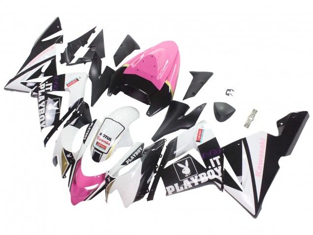 2004-2005 Kawasaki ZX10R Motorcycle Fairings - Black Pink White Playboy Motul Australia