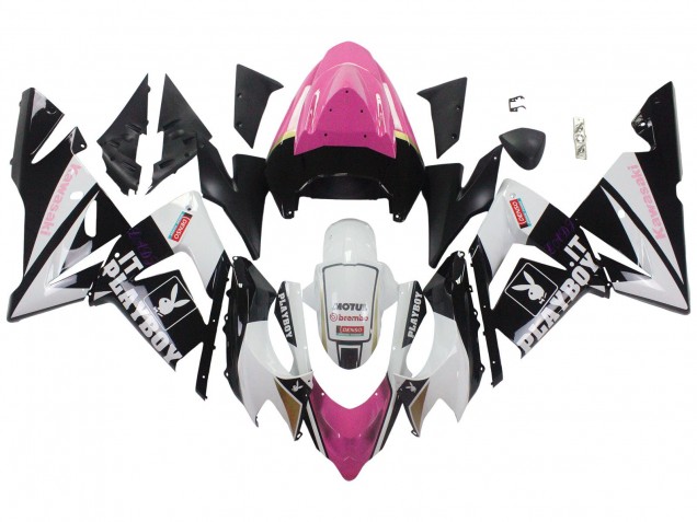 2004-2005 Kawasaki ZX10R Motorcycle Fairings - Black Pink White Playboy Motul Australia