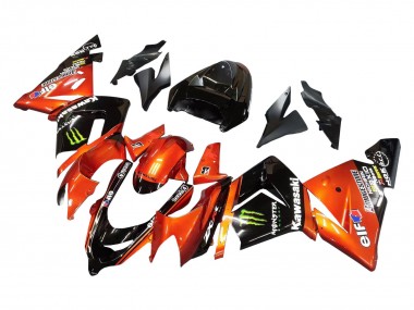 2004-2005 Kawasaki ZX10R Motorcycle Fairings - Burnt Orange Black Monster Elf Australia
