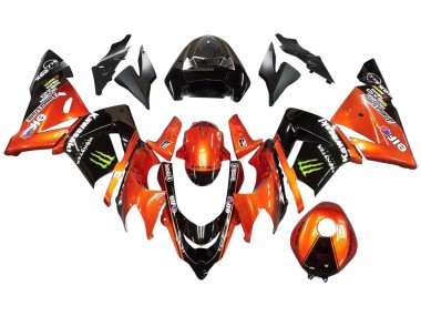2004-2005 Kawasaki ZX10R Motorcycle Fairings - Burnt Orange Black Monster Elf Australia