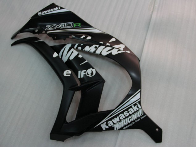2011-2015 Kawasaki ZX10R Motorcycle Fairings - Glossy Black White Elf Snow Decal Australia