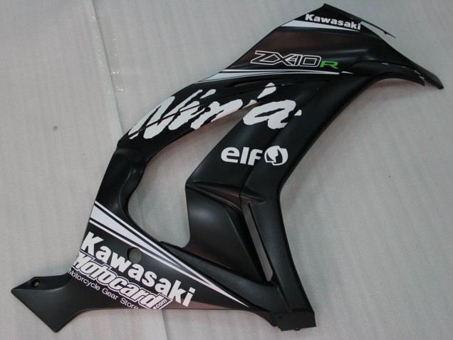 2011-2015 Kawasaki ZX10R Motorcycle Fairings - Glossy Black White Elf Snow Decal Australia