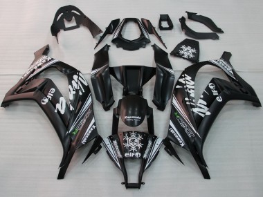 2011-2015 Kawasaki ZX10R Motorcycle Fairings - Glossy Black White Elf Snow Decal Australia