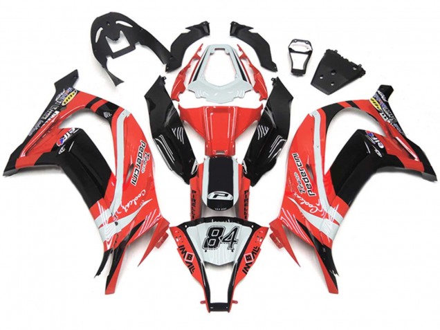 2011-2015 Kawasaki ZX10R Motorcycle Fairings - White Red Glossy Black Pedercini 84 Australia