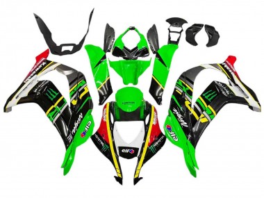 2016-2020 Kawasaki ZX10R Motorcycle Fairings - Green Yellow Red Black Elf Monster Australia