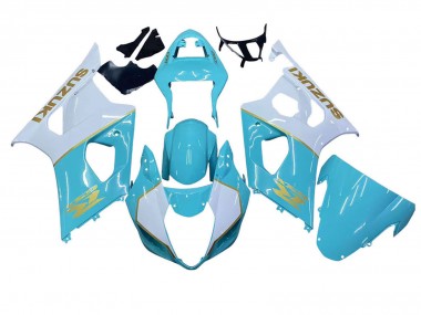 2003-2004 Suzuki GSXR 1000 Motorcycle Fairings - White Light Blue Gold Australia