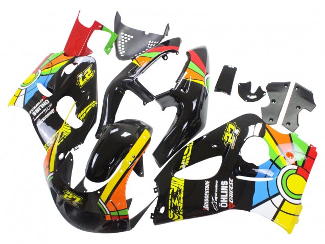 1996-2000 Suzuki GSXR 600 / GSXR 750 Motorcycle Fairings - Black Multicolor 27 Australia