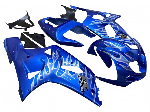 2001-2003 Suzuki GSXR 600 / GSXR 750 Motorcycle Fairings - Blue with White Flame Australia