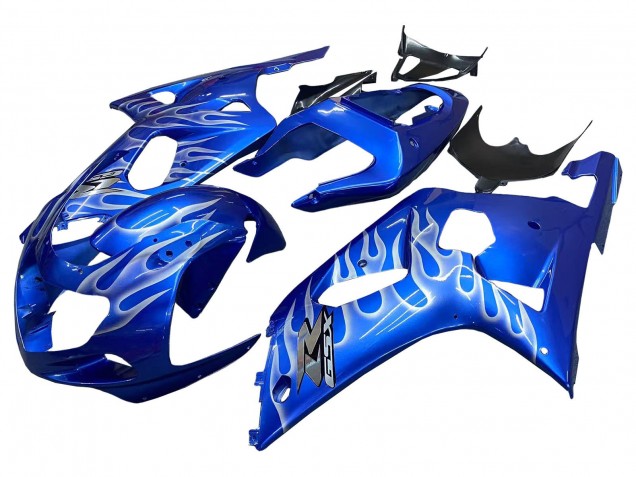 2001-2003 Suzuki GSXR 600 / GSXR 750 Motorcycle Fairings - Blue with White Flame Australia