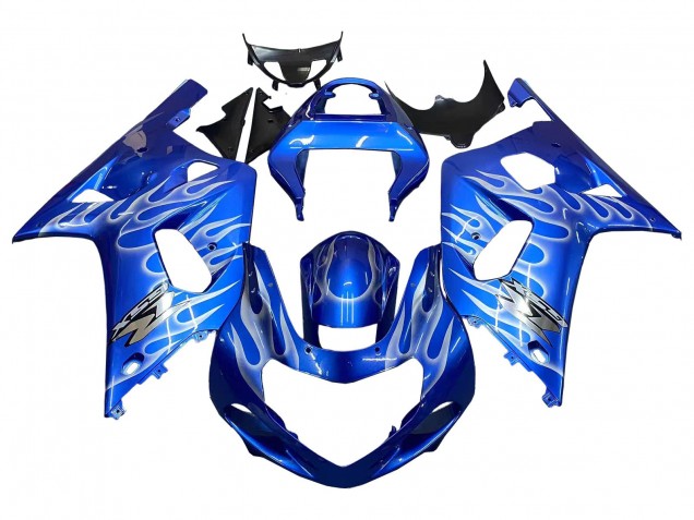 2001-2003 Suzuki GSXR 600 / GSXR 750 Motorcycle Fairings - Blue with White Flame Australia