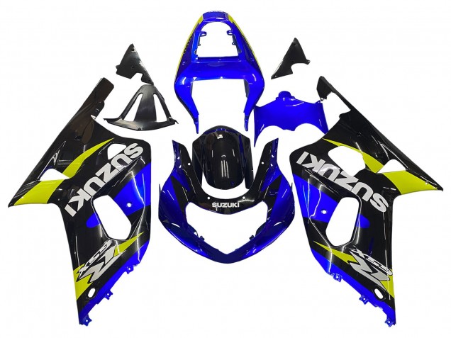 2001-2003 Suzuki GSXR 600 / GSXR 750 Motorcycle Fairings - Blue Yellow Glossy Black Australia
