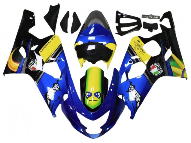 2004-2005 Suzuki GSXR 600 / GSXR 750 Motorcycle Fairings - Blue Yellow Black Shark Australia