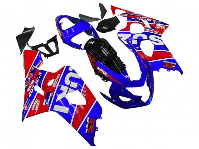 2004-2005 Suzuki GSXR 600 / GSXR 750 Motorcycle Fairings - Blue Red Black Motul Dunlop Australia