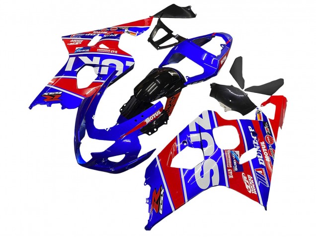 2004-2005 Suzuki GSXR 600 / GSXR 750 Motorcycle Fairings - Blue Red Black Motul Dunlop Australia