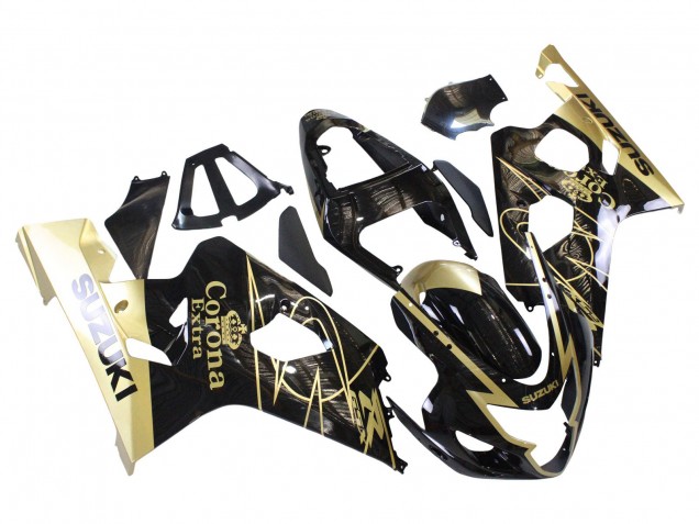 2004-2005 Suzuki GSXR 600 / GSXR 750 Motorcycle Fairings - Glossy Black Gold Corona Australia