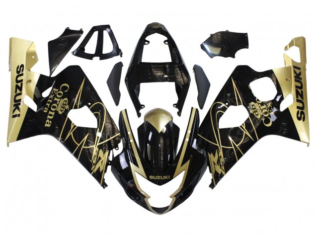 2004-2005 Suzuki GSXR 600 / GSXR 750 Motorcycle Fairings - Glossy Black Gold Corona Australia