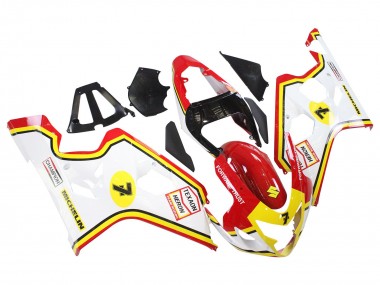 2004-2005 Suzuki GSXR 600 / GSXR 750 Motorcycle Fairings - White Red Yellow Michelin Texaon Heron 7 Australia
