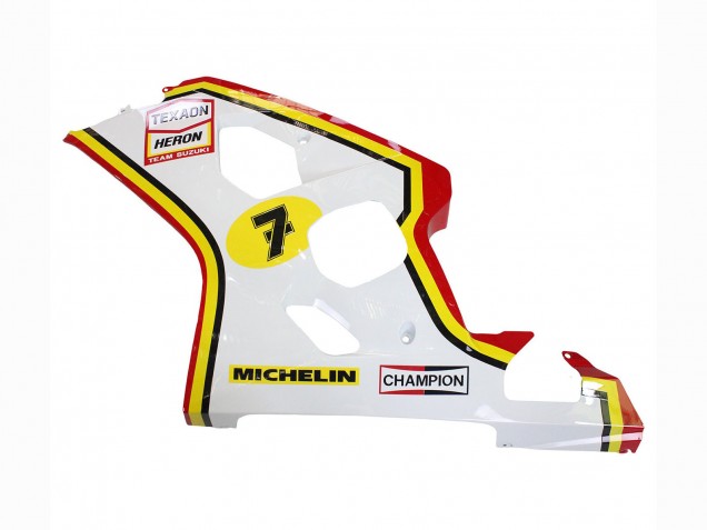 2004-2005 Suzuki GSXR 600 / GSXR 750 Motorcycle Fairings - White Red Yellow Michelin Texaon Heron 7 Australia