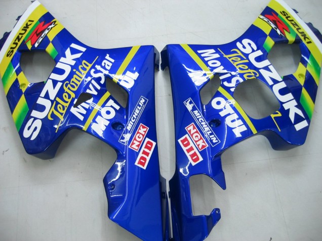2004-2005 Suzuki GSXR 600 / GSXR 750 Motorcycle Fairings - Blue White Yellow Green Telefonica Motul MoviStar Australia